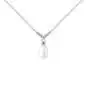 Mobile Preview: Silberkette mit Perlenanhänger weiß mm mit Zirkonia, 41 cm, 925er Silber, Gaura Pearls, Estland